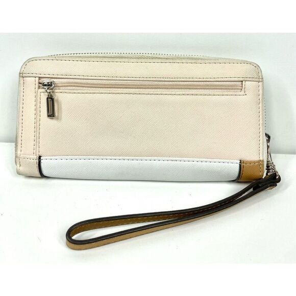 Guess Zip Around Accordion Wallet WHITE Multi Wristlet Detachable Strap - Picture 2 of 5
